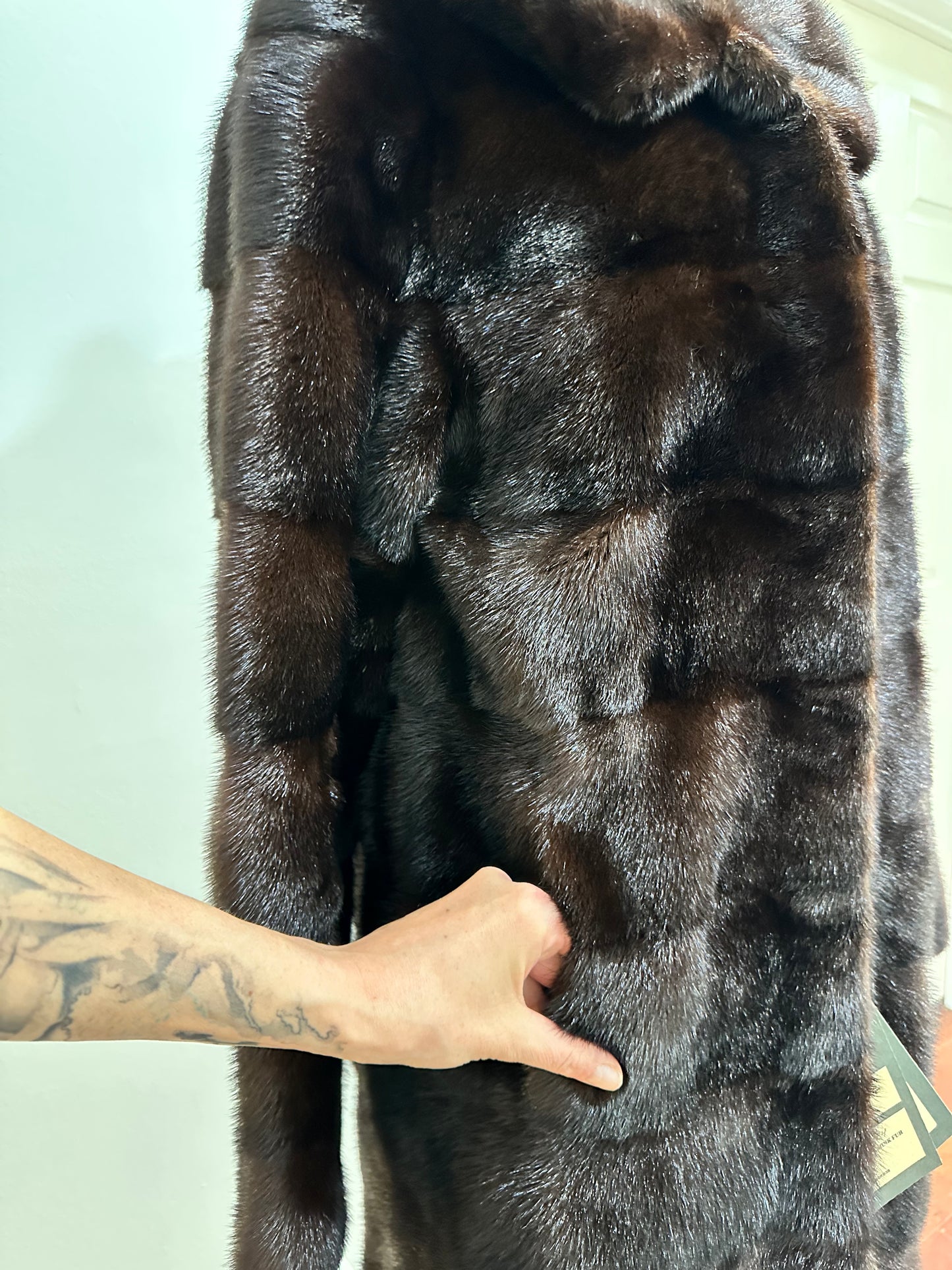 NEW REAL MINK FUR coat size S SMALL 1201064 HORIZONTAL long sleeve jacket BROWN