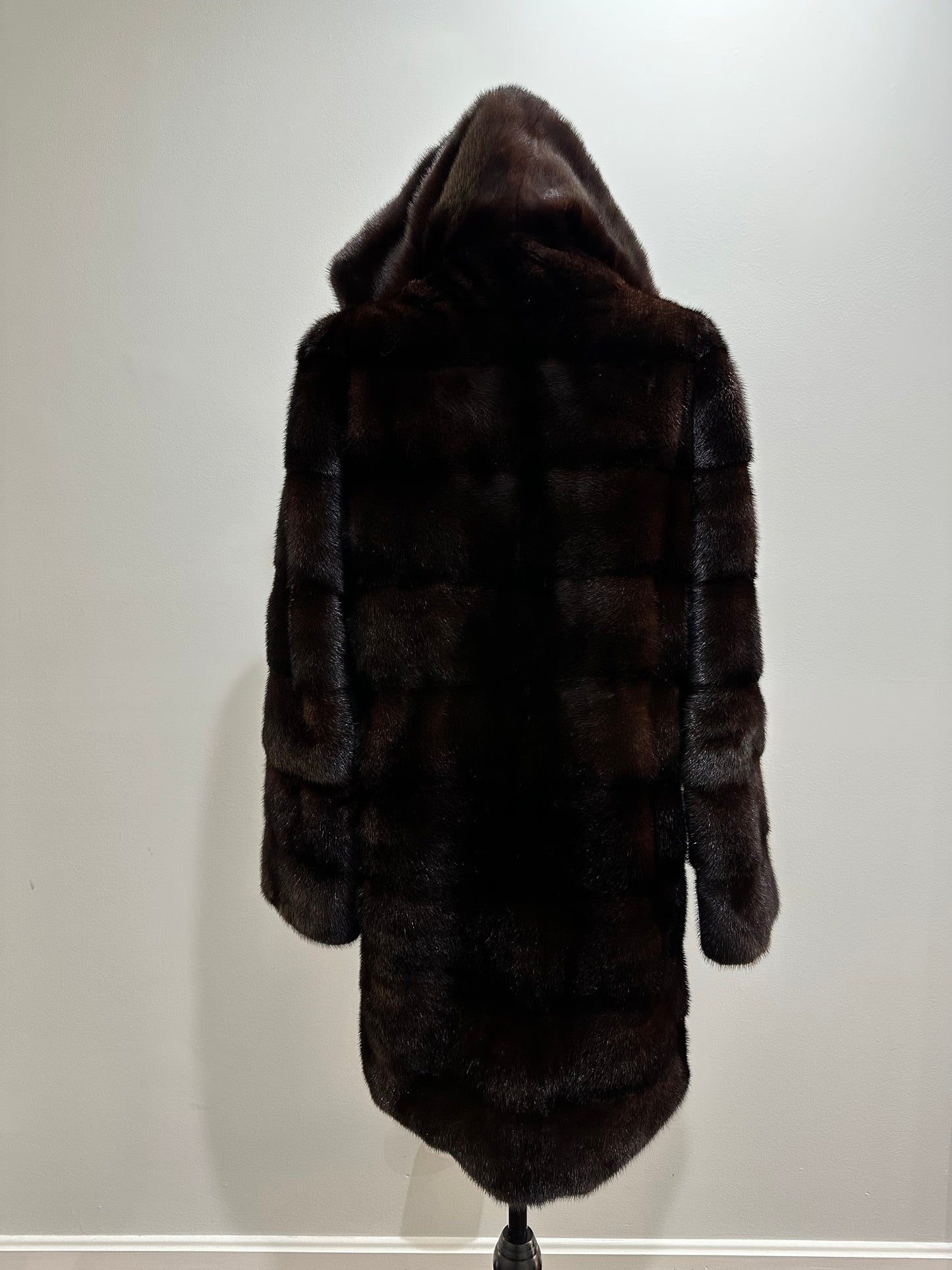 NEW REAL MINK FUR coat size S SMALL 1201064 HORIZONTAL long sleeve jacket BROWN