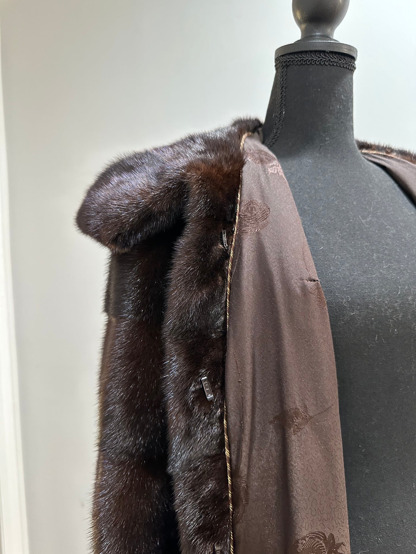 NEW REAL MINK FUR coat size S SMALL 1201064 HORIZONTAL long sleeve jacket BROWN
