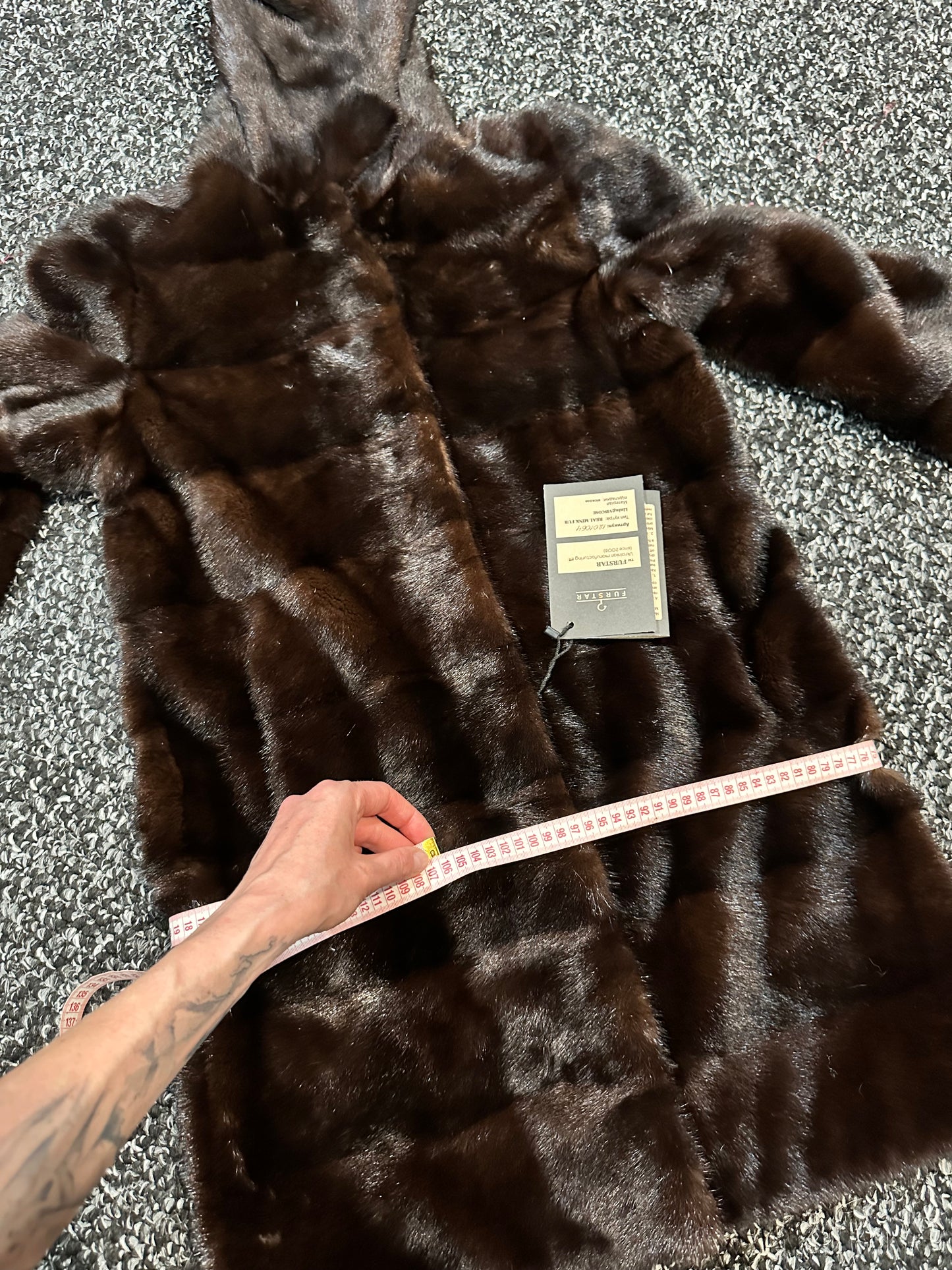 NEW REAL MINK FUR coat size S SMALL 1201064 HORIZONTAL long sleeve jacket BROWN