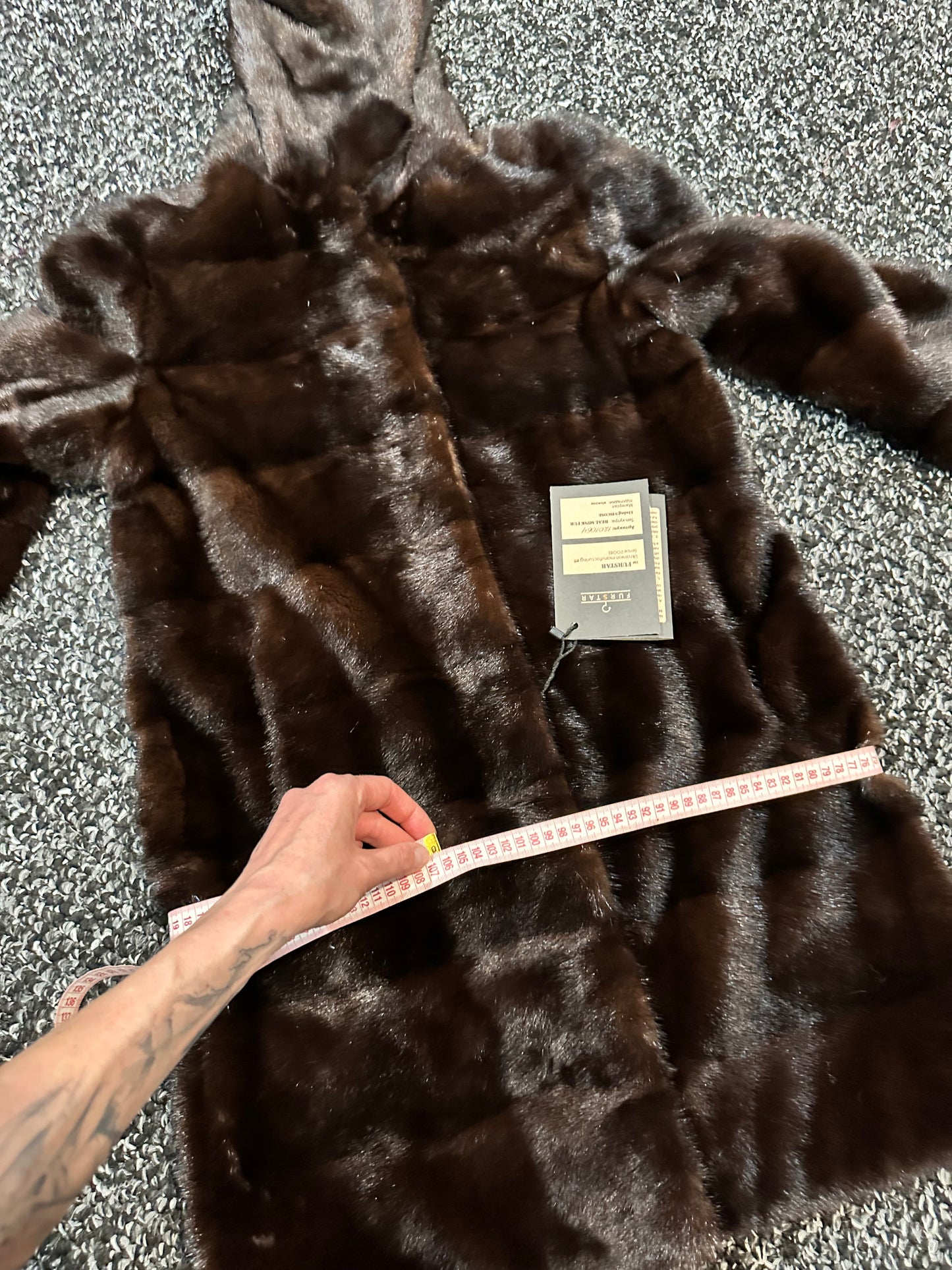 NEW REAL MINK FUR coat size S SMALL 1201064 HORIZONTAL long sleeve jacket BROWN