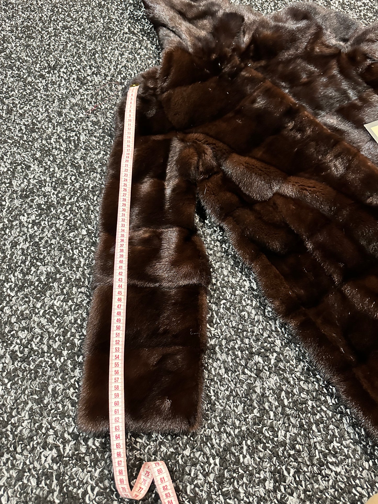 NEW REAL MINK FUR coat size S SMALL 1201064 HORIZONTAL long sleeve jacket BROWN