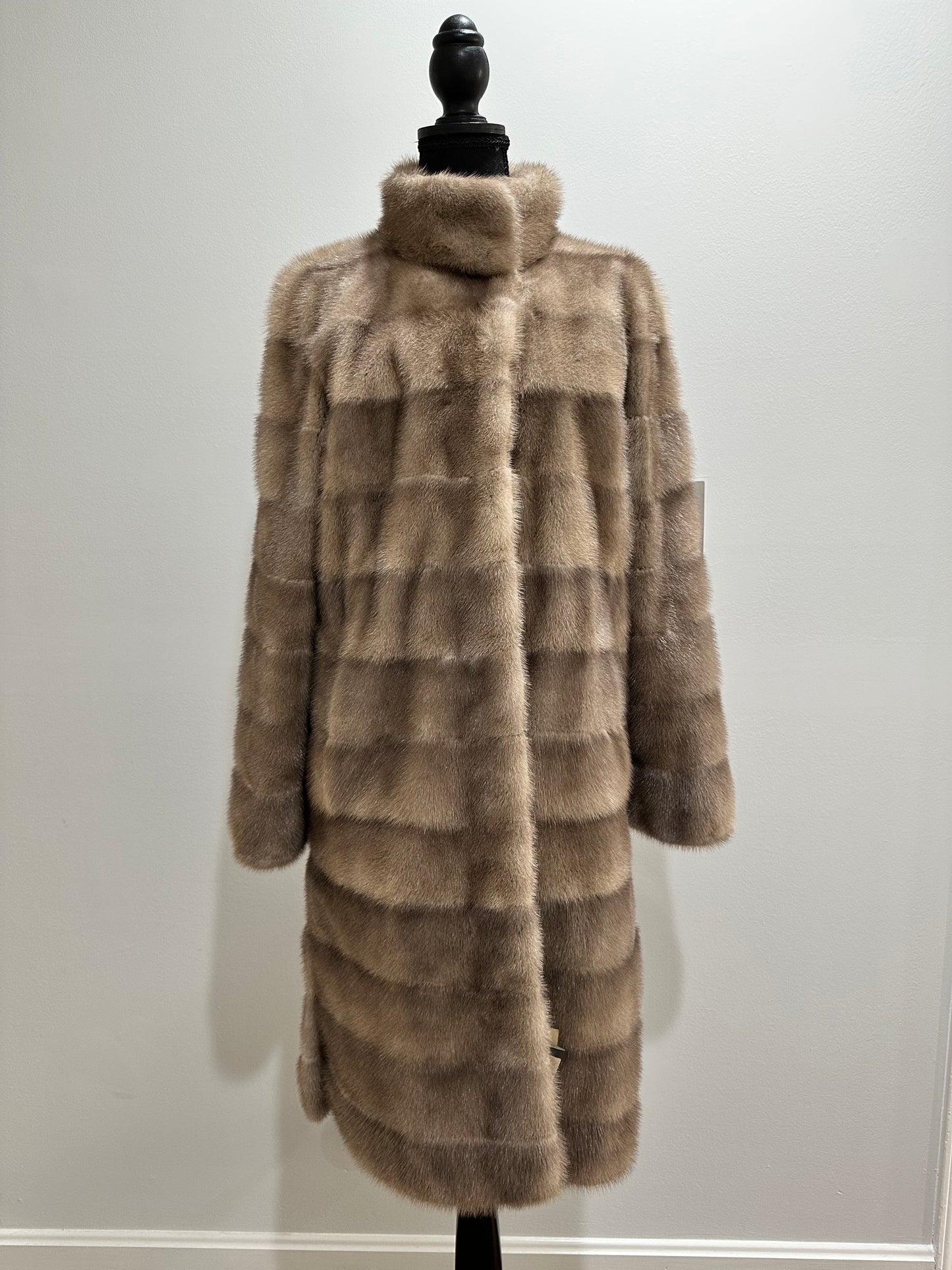New LONG coat JACKET size M REAL FULL SKIN FUR MINK 1201059 HORIZONTAL