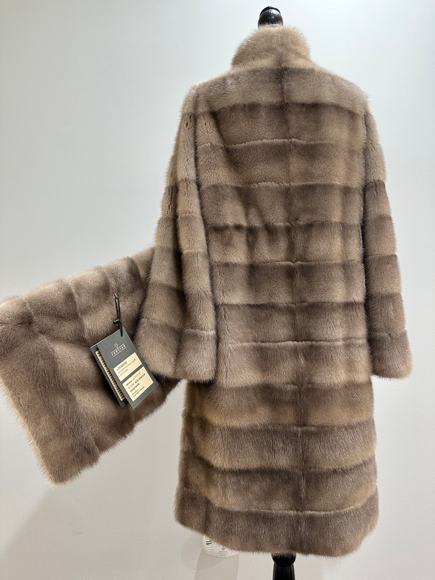 New LONG coat JACKET size M REAL FULL SKIN FUR MINK 1201059 HORIZONTAL