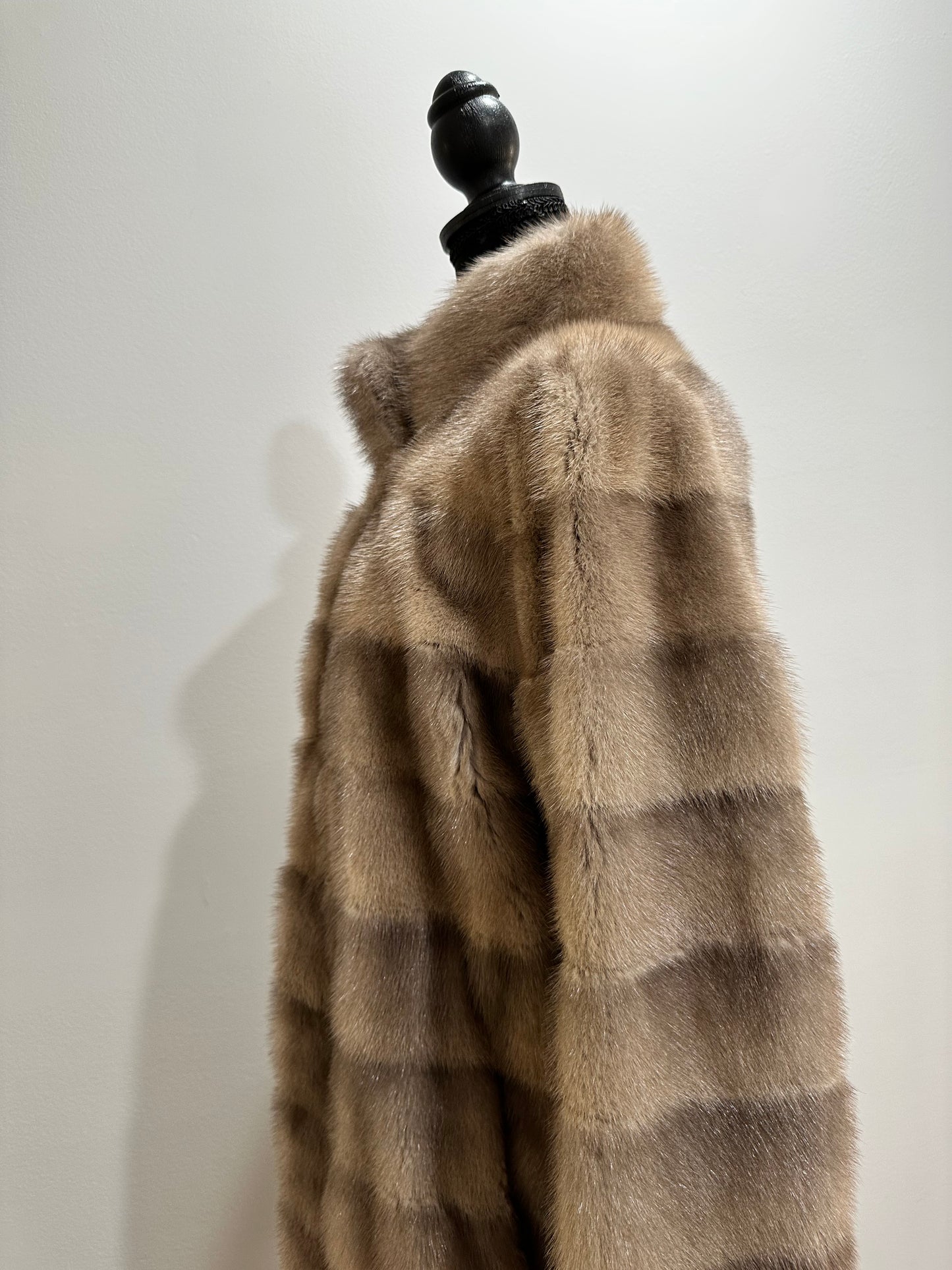 New LONG coat JACKET size M REAL FULL SKIN FUR MINK 1201059 HORIZONTAL