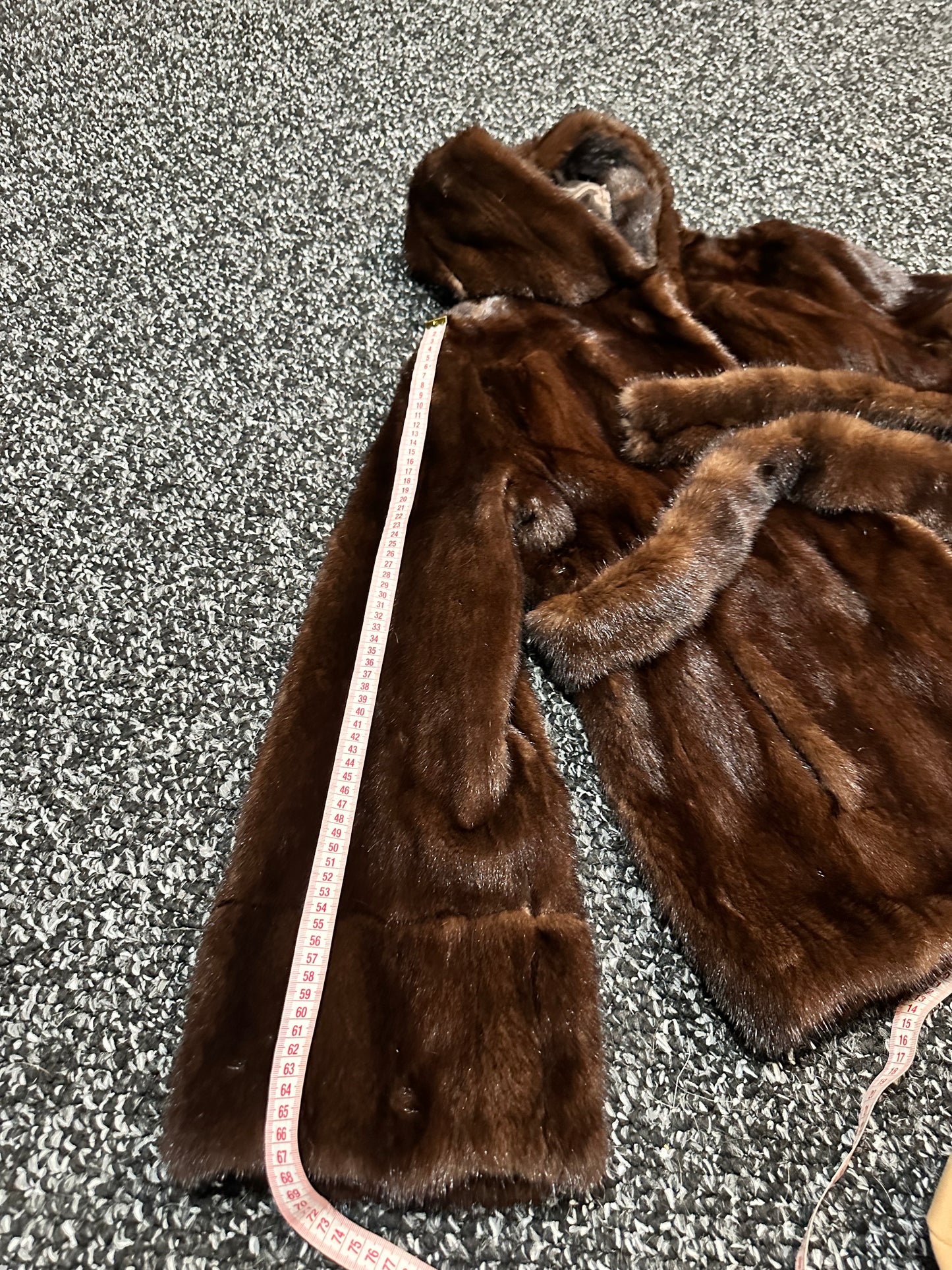 Luxury Womens Real 100% MINK FUR COAT 1201065 size L Hooded Jacket BROWN NATURAL