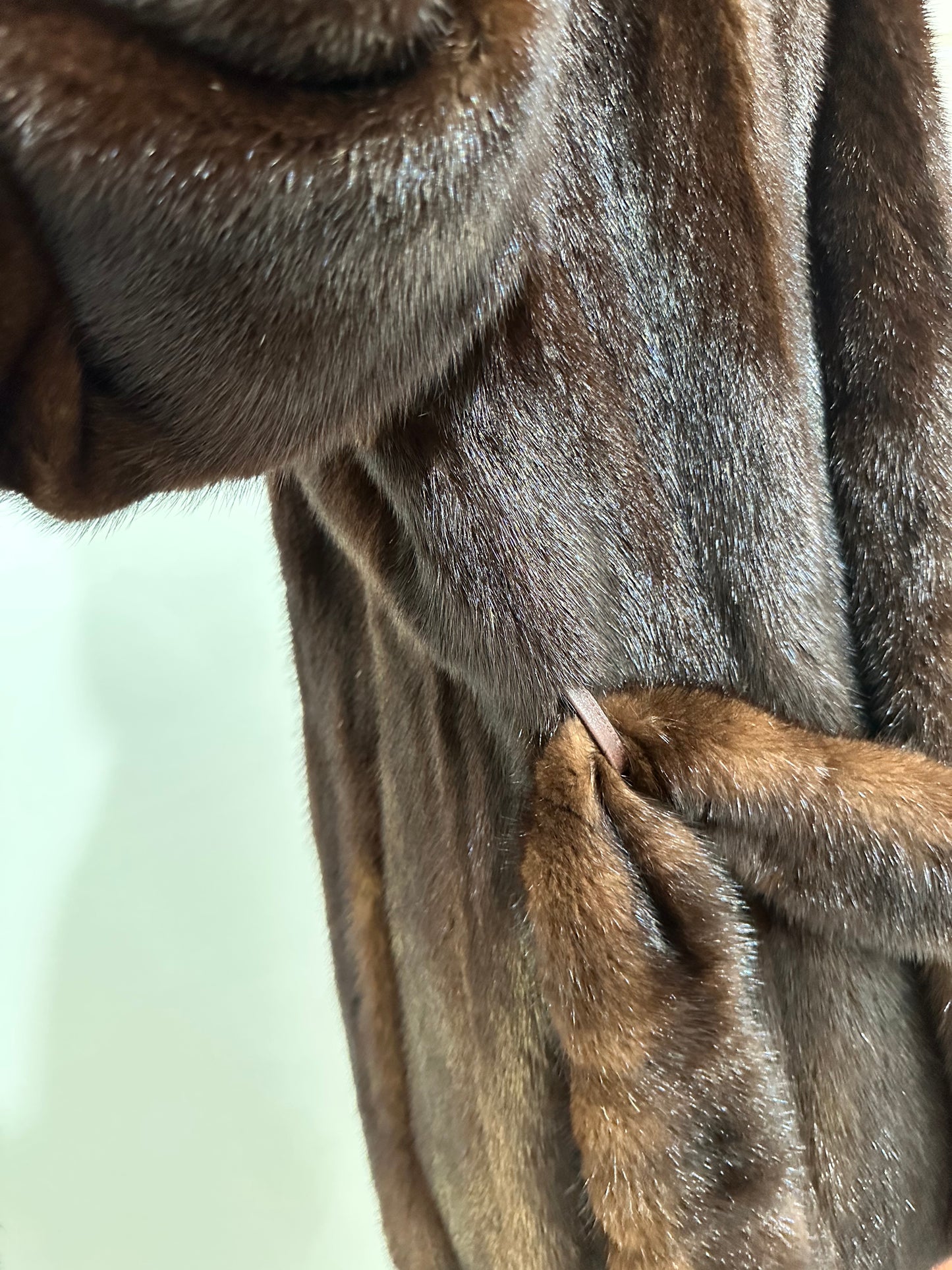 Luxury Womens Real 100% MINK FUR COAT 1201065 size L Hooded Jacket BROWN NATURAL