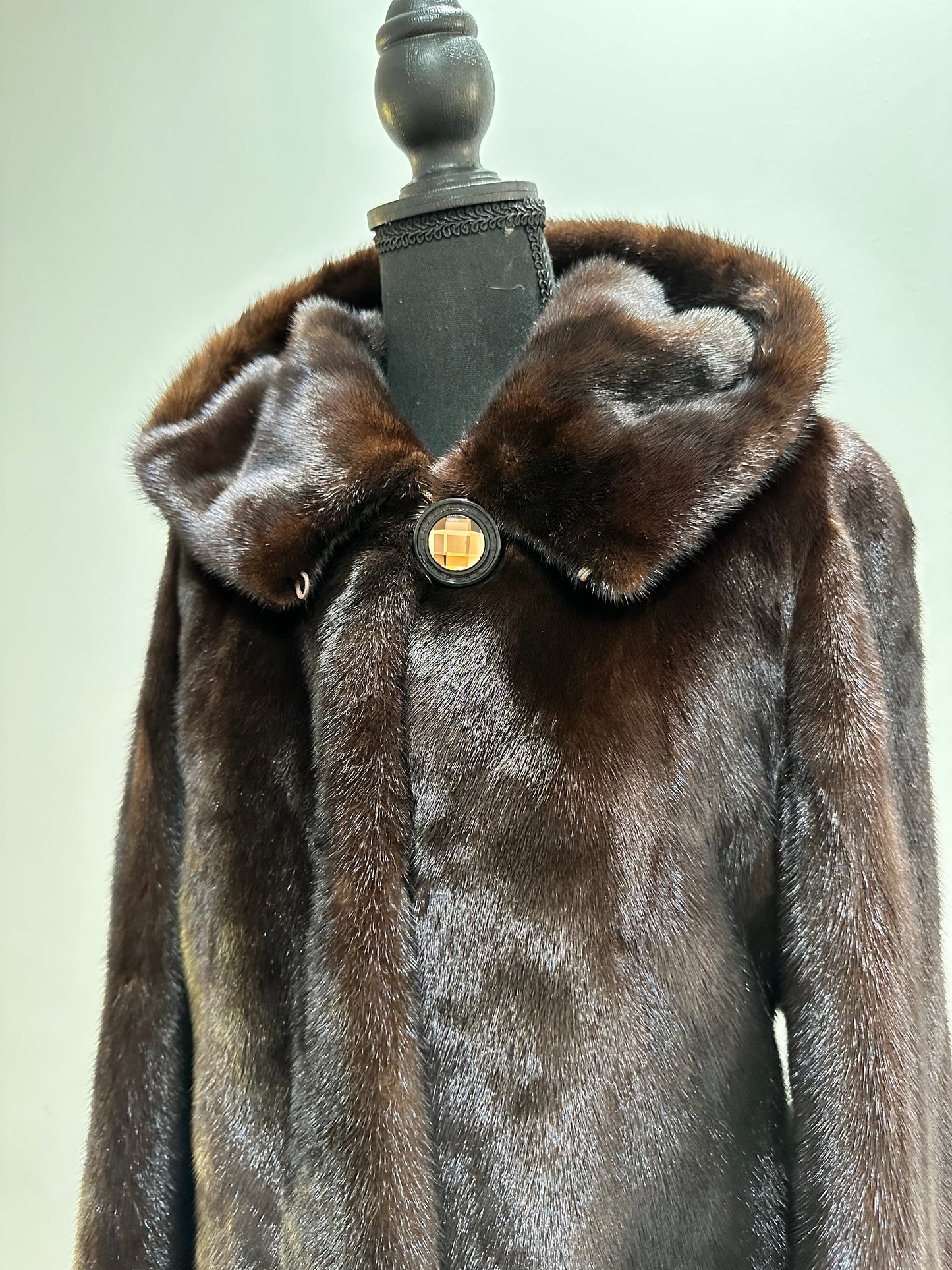 NEW REAL MINK FUR coat size M MEDIUM HOODED 1201063 long sleeve jacket BROWN