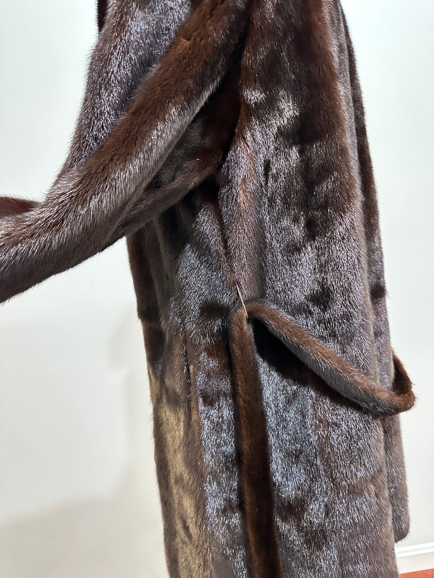 NEW REAL MINK FUR coat size M MEDIUM HOODED 1201063 long sleeve jacket BROWN