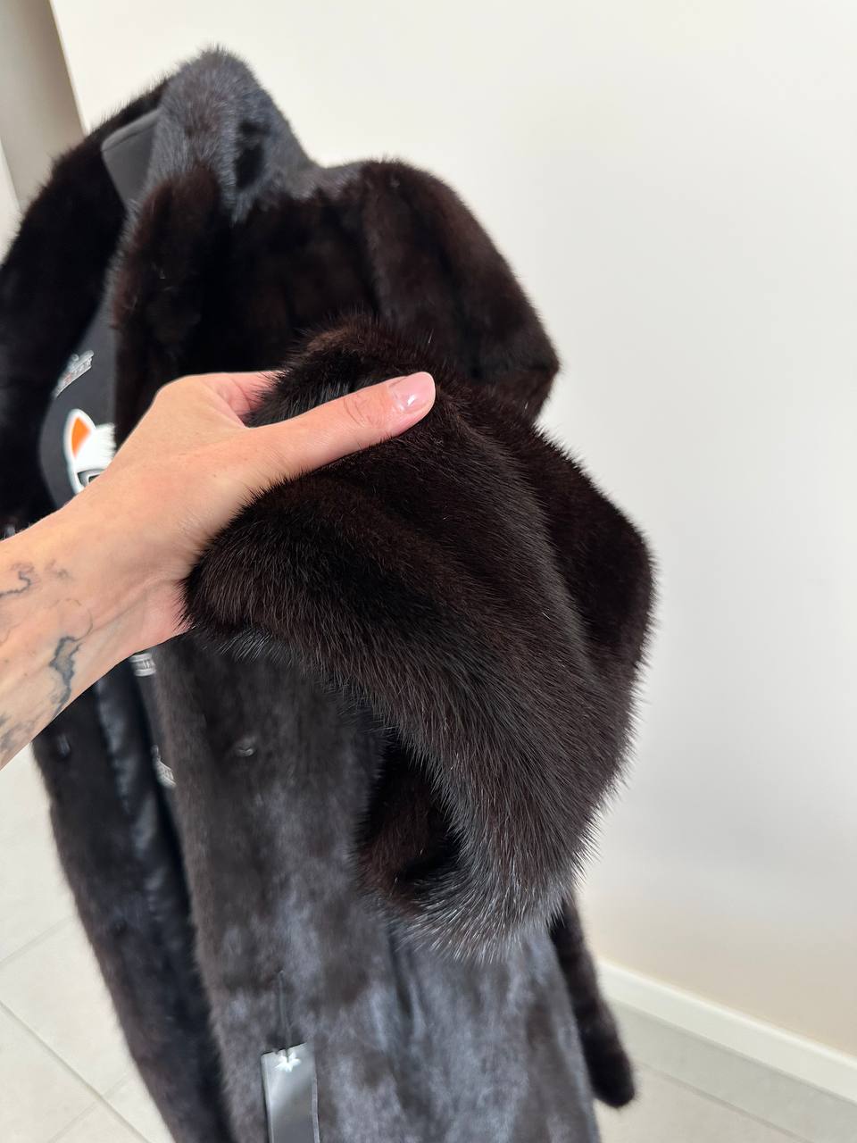 women real mink fur coat with belt dark brown BLACK color size M NEW!!! 1109793