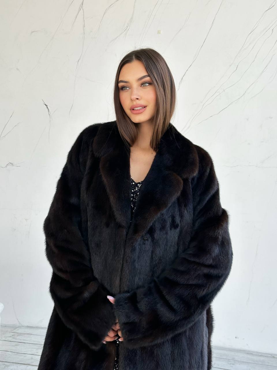 Luxury Womens Real Mink Fur jacket coat 1109879 Long genuine fur size M NEW