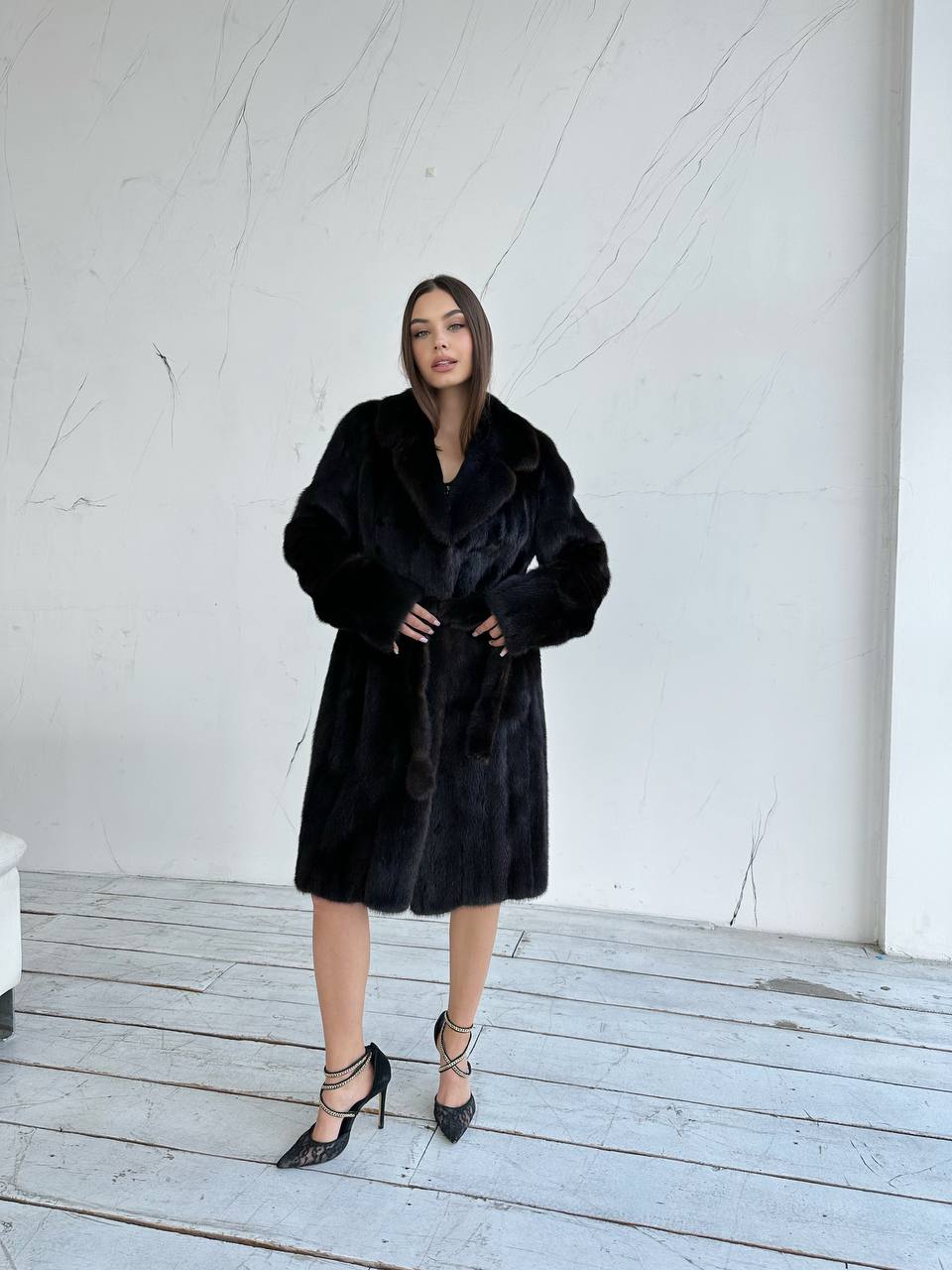 Luxury Womens Real Mink Fur jacket coat 1109879 Long genuine fur size M NEW