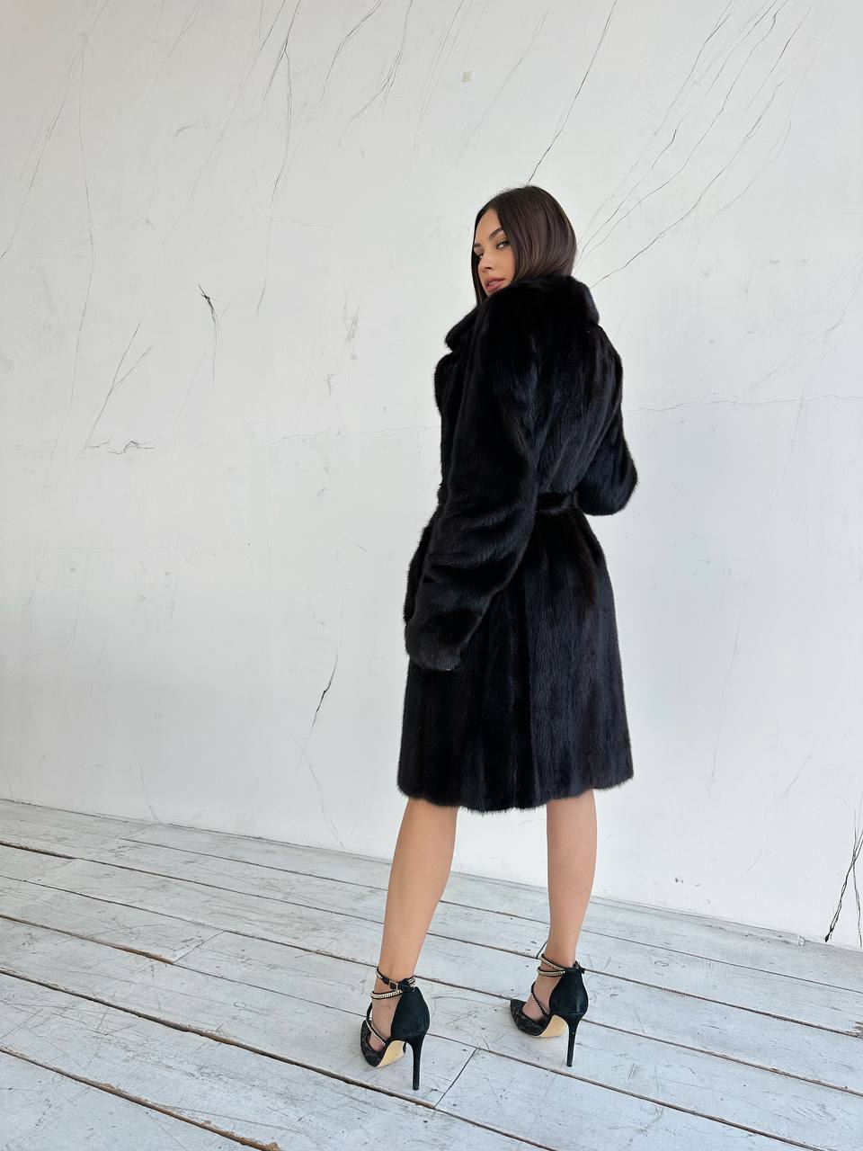 Luxury Womens Real Mink Fur jacket coat 1109879 Long genuine fur size M NEW