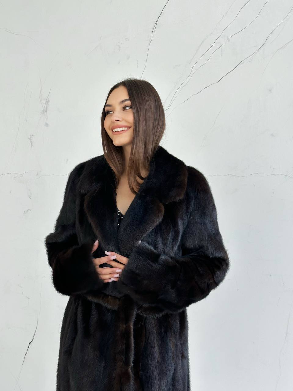 Luxury Womens Real Mink Fur jacket coat 1109879 Long genuine fur size M NEW